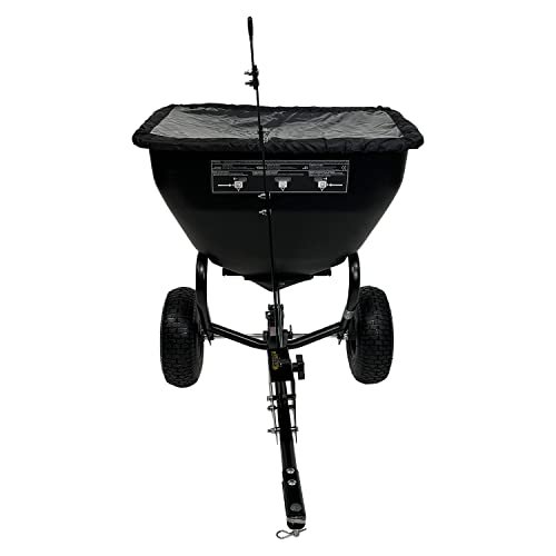 Brinly BS361BH-A Deluxe Tow Behind Broadcast Spreader with Extended Easy-Reach Handle and Weatherproof Cover, 175 lb.