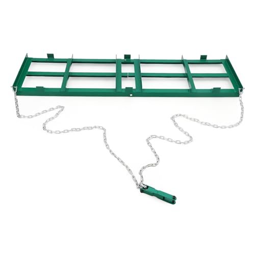 CuisinAid 48”Lawn Leveling Rake & Driveway Drag Harrow - Heavy-Duty Tow-Behind Tool with 4FT Reinforced Chain - for ATV, UTV, Tractor, Mower - Gravel, Soil, Yard & Landscape Grading