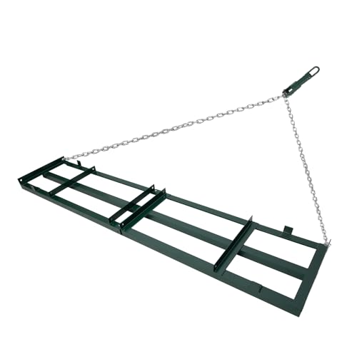 Yeeoy 8 FT Drag Harrow, Driveway Drag Grader Landscape Power Rake, Tow Behind Yard Lawn Leveling Tool with 6 Ft Heavy Duty Chain for ATV, UTV, Tractor, Mower