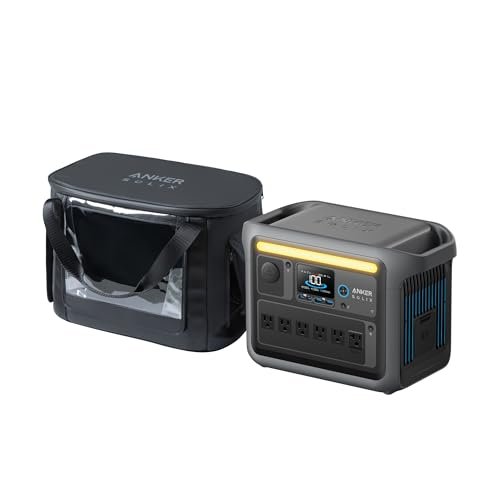 Anker SOLIX C1000 Portable Power Station with Water-Resistant Carry Bag, 1800W Solar Generator, 1056wh LFP (LiFePO4) Battery, 4 AC Outlets, Up to 2400W for Home, Power Outages, and Outdoor Camping