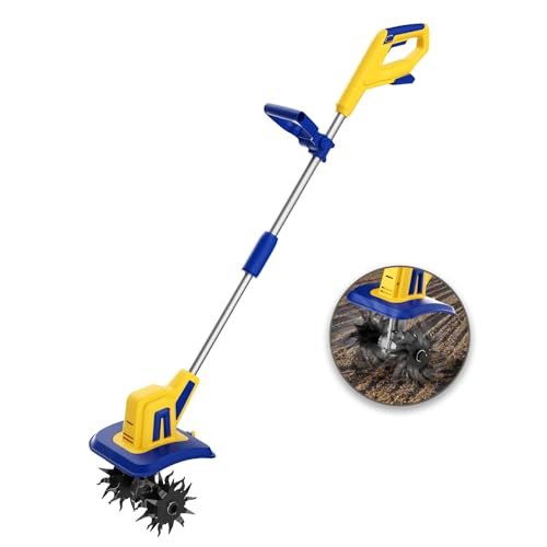 Cordless Tiller Cultivator Compatible with Dewalt 20V Battery(Tool Only), Electric Garden Tiller w/270 RPM, 48 Steel Tines, 8.7