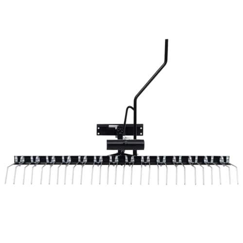 VRAXO Scarifier Black Galvanized Steel 42.9 in Length Durable,Lawn Aerators & Dethatchers-154454