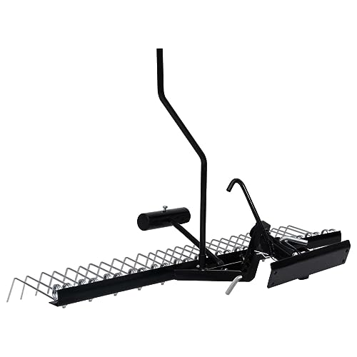 VRAXO Scarifier Black Galvanized Steel 42.9 in Length Durable,Lawn Aerators & Dethatchers-154454