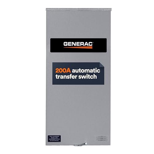 Generac 200 Amp Single Phase Generator Automatic Transfer Switch - Service Entrance Rated - NEMA 3R Outdoor Rated Aluminum Enclosure - Power Management for Indoor and Outdoor Use