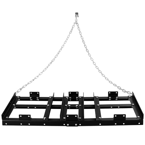 Yoloyakidra 4FT Drag Harrow Driveway Grader Heavy Duty Power Lawn Rake with 4FT Chain Tow Behind for ATV, UTV, Tractor, Mower, Land Leveler for Gravel, Sand, Soil, Hay