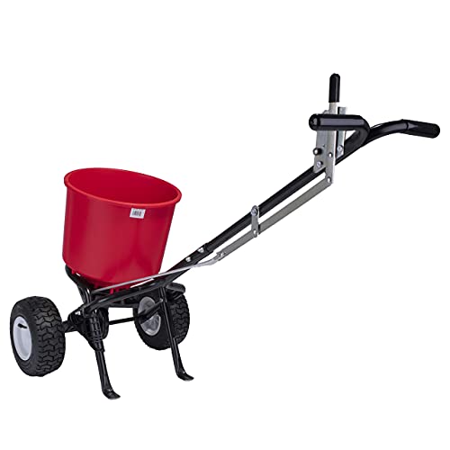EarthWay 2600A-PLUS Spreader Lawn Aerator & Fertilizer Spreader, 40lb Hopper Capacity, Red, Durable, All Terrain Pneumatic Tires, Rust-Proof Polypropylene, Epoxy Coated Steel Frame