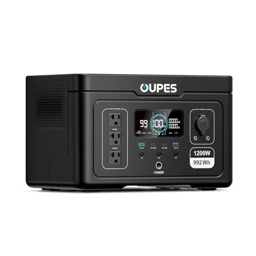 OUPES Exodus 1200 Portable Power Station 1200W (Surge 3600W), 992Wh LiFePO4 Solar Generator with Smart App Control, UPS, 140W USB-C, for Outdoor & Emergency Backup