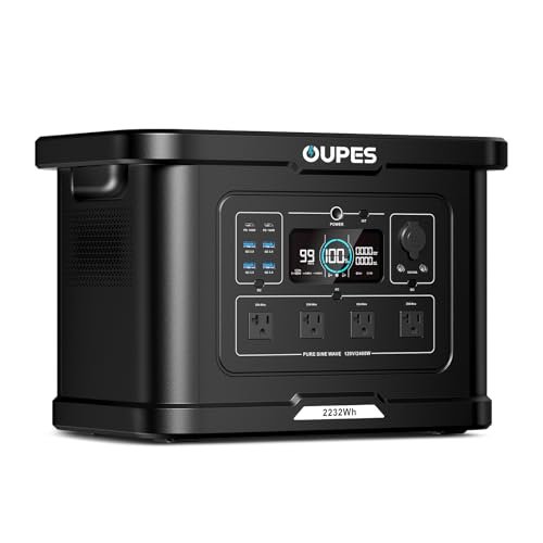 OUPES Exodus 2400 Portable Power Station 2400W (4500W Surge), 2232Wh LiFePO4 Battery Generator with UPS & APP Control, 1.2H Fast Charge, Solar Ready for Camping, RV, Home Backup