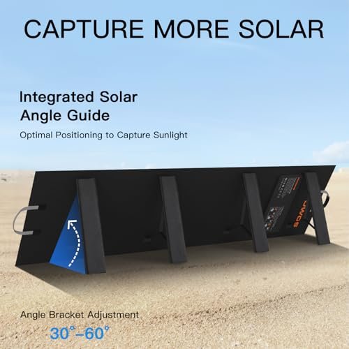 MHPOWOS Portable Solar Panel 220W 40V Monocrystalline Foldable Solar Panels Charger Power Backup, IP67 Waterproof Durable for Power Station RV Camping Off Grid Fishing