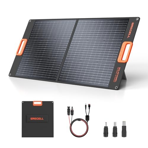 GRECELL 100W Portable Solar Panel for Power Station Generator, 20V Foldable Solar Cell Solar Charger with High-Efficiency Battery Charger for Outdoor Camping Van RV Trip