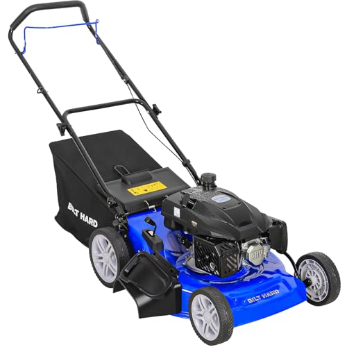 BILT HARD 201cc Push Lawn Mower, 3-in-1 Gas Lawnmower 21 Inch with 4-Cycle Engine, Bagging, Mulching and Side Discharge, Adjustable 10-Positions Cutting Height, Easy Start