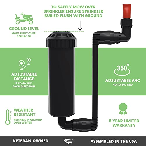 Quick-Snap QSK-745 In-Ground 5-Inch Pop-Up Adjustable Sprinkler 5-Pack With Quick Hose Connectors And Splitters