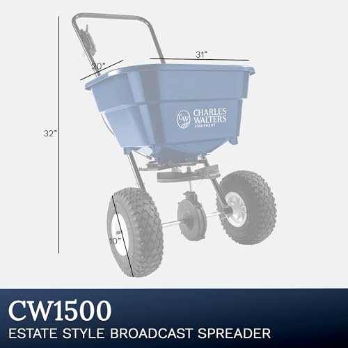 Charles Walters Equipment CW1500 and CW1075 Homeowner Broadcast Spreader and 3-Sided Deflector Combo Pack, 65lb Capacity, 31