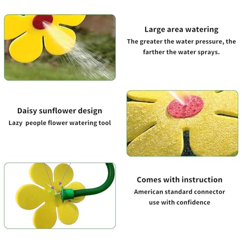 CUTENNIOU Crazy Daisy Sprinkler Crazy Dancing Flower Water Sprinkler Funny Sun Flower Dancing Daisy Lawn Sprinkler for Yard Watering Dogs Kids Playing Red Yellow Garden Sprinklers - Yellow