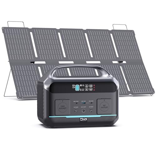 Solar Generator 600W (1200W Surge), Portable Power Station with 100W Solar Panel, 576Wh (180,000mAh) LFP Battery with AC & DC Outlets, 1Hour Fast Charging for Home & Emergency, Camping & RVs, CPAP