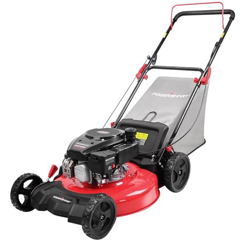 PowerSmart Gas Lawn Mower 21-Inch 144cc OHV Engine 3-in-1 Push Mower with Bagging - best self propelled lawn mowers