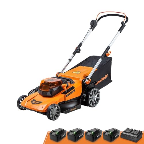 LawnMaster CLMF4821A Cordless Lawn Mower Brushless 48V MAX* 21Inch 3-in-1 Function Up to 1/2 Acre with 4X24V MAX* 4.0Ah Battery and a Dual Charger