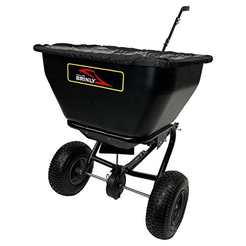 Brinly BS361BH-A Deluxe Tow Behind Broadcast Spreader with Extended Easy-Reach Handle and Weatherproof Cover, 175 lb.