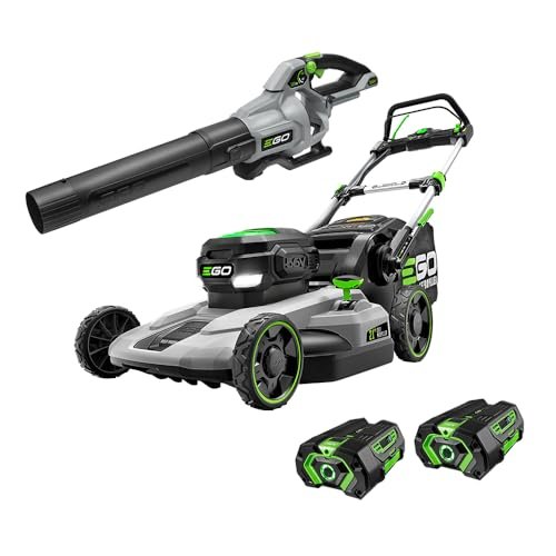 EGO Power+ LM2102SP-A 21-Inch 56-Volt Self-Propelled Cordless Lawn Mower (2) 4.0Ah Battery and Rapid Charger Included,Black and LB5800 580 CFM Variable-Speed 56-Volt Cordless Leaf Blower Battery