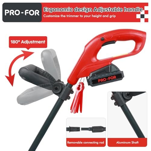 PRO-FOR 20V Max Cordless Grass Trimmer with Nylon Blade, 2-in-1 Stringless Trimmer & Lawn Edger, Lightweight Weed Wacker for Efficient Yard Maintenance