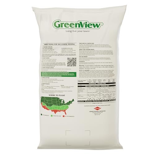 GreenView Pure Grass Seed Perennial Ryegrass Blend, 20 lb. Bag – Covers up to 10,000 sq. ft.