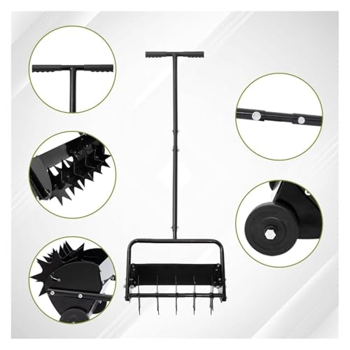 TIANYCOD Heavy Duty Lawn Aerator with Height Adjustment, Rolling Soil Aeration Tool, Manual Garden Tool for Lawn and Yard Grass Care