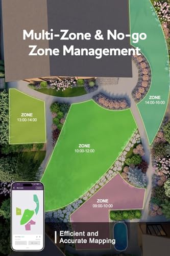 N2000 Robot Lawn Mower Perimeter Wire Free RTK,TOF,Vision Robotic Lawnmower 1.5 Acres,AI Assisted Mapping,Virtual Boundary,Multi Zone Management,APP Control,Cut Height 0.8
