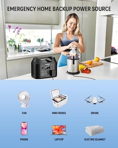SinKeu Portable Power Station 80000mAh,256Wh LiFePO4 Battery Backup,300W (Peak 600W) AC Outlets, Power Bank for Hurricane Emergency Outdoor Camping RVs Home