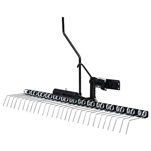VRAXO Scarifier Black Galvanized Steel 42.9 in Length Durable,Lawn Aerators & Dethatchers-154454
