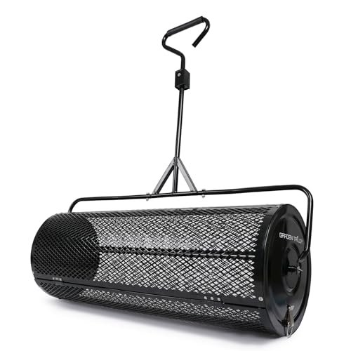 Garden Tailor Compost Spreader 44 Inch Towable Peat Moss Spreader with Installation Accessories, Metal Mesh Roller Lawn Spreader for Top Soil, Manure, Mulch, Top Dressing - Garden spreaders for lawns