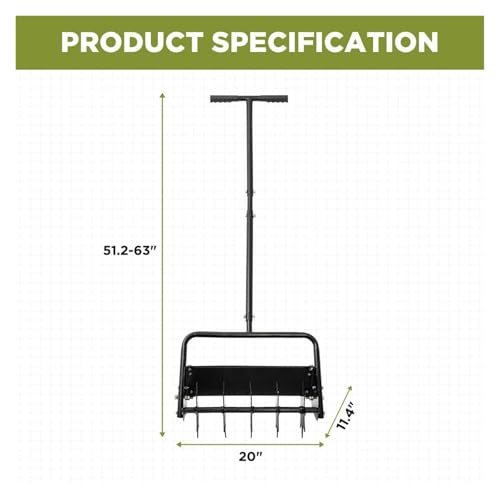 TIANYCOD Heavy Duty Lawn Aerator with Height Adjustment, Rolling Soil Aeration Tool, Manual Garden Tool for Lawn and Yard Grass Care