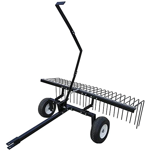 Yard Tuff Tow Behind Lawn Sweeper 60-inch Rake for ATV or Tractor with 12