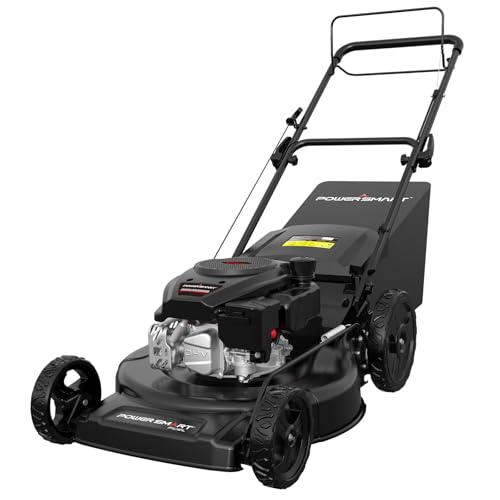 PowerSmart Self Propelled Gas Lawn Mower, 22 in. with 170cc OHV Engine, 3-in-1 Rear-Wheel-Drive High Wheels, Black