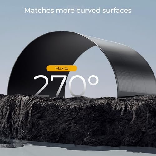 BougeRV Arch 200 Watts Fiberglass Flexible Solar Panel, Portable Bendable 12 Volts 10BB Mono Cell for RV Camping Home Boat Marine Curve Surface Black