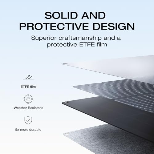 EF ECOFLOW 220W Portable Solar Panel, Bifacial Design Up to 25% Conversion Efficiency N-Type Solar Cell, with Adjustable Kickstand, IP68 Waterproof, Foldable Solar Panel for Camping RVing Home Backup