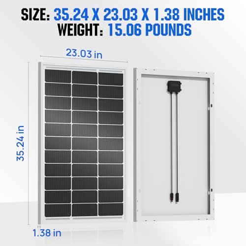 ECO-WORTHY 2pcs 100 Watt Solar Panels Monocrystalline Solar Panel for 12V/24V Battery RV Marine Boat and Other Off-Grid Applications, 2-Pack 100W