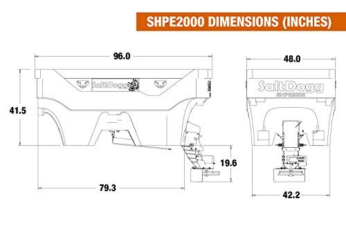 Buyers Products SaltDogg SHPE2000 Commercial Salt & Sand Spreader w/ Electric Drive Hopper, Made In The USA, 2.0 Cu Yds Capacity, Stainless Steel Auger, Medium/Heavy Commercial Salt Spreader