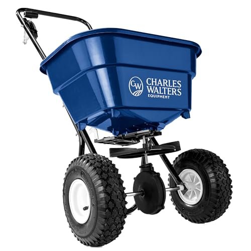 Charles Walters Equipment CW2000 Estate Style Broadcast Spreader for Spreading Fertilizer and Ice Melt on Lawns, Sidewalks, and Driveways, 65lb Capacity, 35