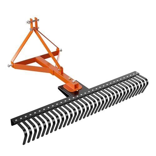 GarveeTech 5 Ft Landscape Rock Rake, 3 Point Tractor Rake with 2