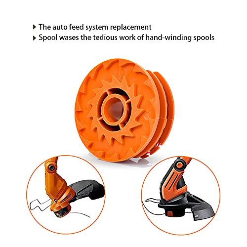 WA0007/ 50022833 Replacement Line Trimmer Spool for Worx WG116 WG119 WG183 Corded Electric String Trimmers,2 * 16ft 0.065'', 7-Pack (6-Line Spool + 1 Cap)