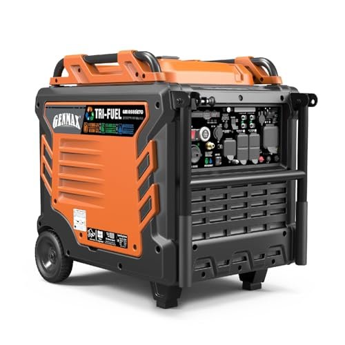GENMAX Tri Fuel Generator,10500-Watt 458cc Tri Fuel Gasoline Propane Natural Gas Portable 50A Generator with Remote Start,Ideal for Home backup power.