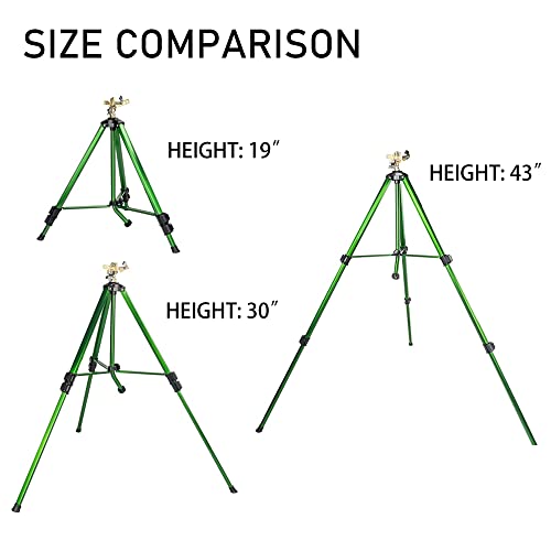 Hourleey 2 Pack Extra Tall Lawn Sprinklers, Heavy Duty Tripod Sprinklers with Brass Sprinkler Head, 360 Degree Large Area Coverage, 3/4 Inch Connector Sprinkler for Yard Lawn Garden