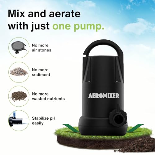 AEROMIXER Regular 3/4 HP Submersible Mixing + Aerating Pump Bundle with AEROMIXER 1 HP Transfer Pump - Water Aerator & Garden Utility Sump Pumps for Fertilizer, Power Water Pumps Submersible Outdoor