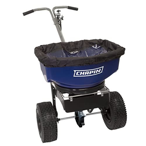 Chapin 82104B Made in The USA, 80-Pound Poly Hopper Professional and Contractor Salt and Ice Melt Walk Behind Broadcast Spreader, Rust-Resistant, 12