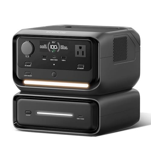 EF ECOFLOW Portable Power Station River 3 Plus with EB300 Extra Battery, Expand Capacity from 286Wh to 572Wh, 3 Up to 1200W AC Outlets, <10 MS UPS, <30 dB Quiet, River 3 Max LiFePO4 Battery