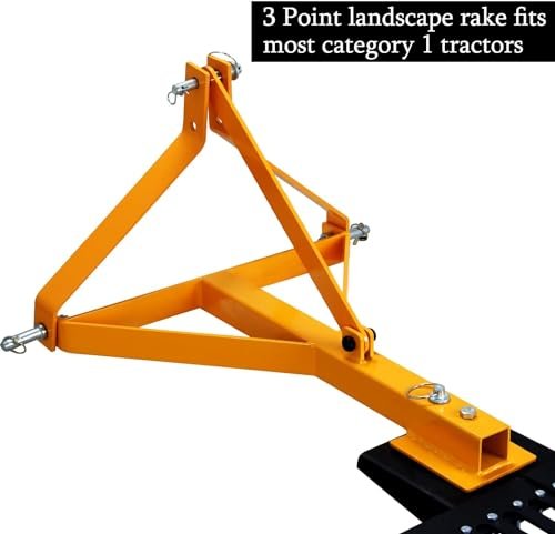 Landscape Rake for Tractor Attached by 3 Points for Beautifying Landscape,Leveling Lawn and Gardening with Hard Rake Body and 60 Inches Wide Coverage for Work