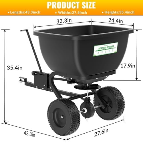 Tow Behind Broadcast Spreader, 200 LB Capacity,Fertilizer Spreader Holds up to 550 lbs with 13