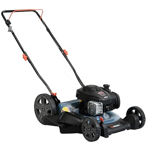 SENIX 21-Inch Gas Push Lawn Mower with 140 cc 4-Cycle Briggs & Stratton Engine, Mulching and Side Discharge, 6-Position Dual Lever Height Adjustment (LSPG-M6)