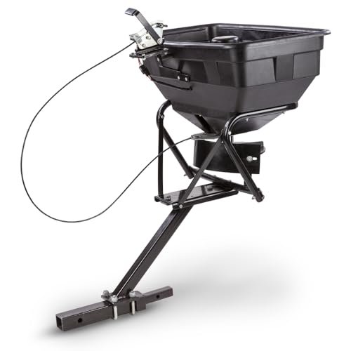 DR Reciever Spreader - ATV Mount Spreaders Broadcast Seed, Fertilizer, or Lime - 125 Pound Capacity - 12 Foot Broadcast Width - 12 Volt Motor - 570 RPM - Included Rain Cover