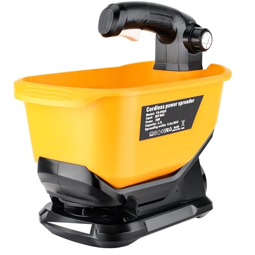 Gerttilyon Salt Spreader for Dewalt 20V 60V Li-ion Battery - Handheld Seed and Fertilizer Power Spreader. Year-Round Coverage for Grass Seeds, Rock Salt, ice melt Seasons(Tool only)